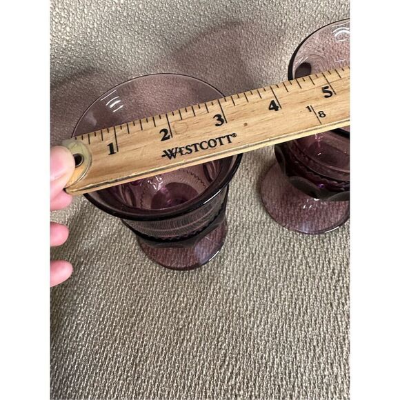 Vintage Amethyst purple thumbprint wine glass water goblet set of two - Picture 8 of 8